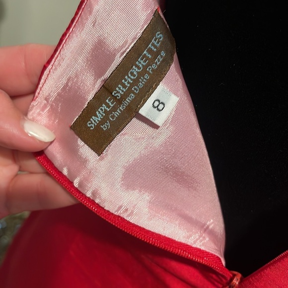 Simple Silhouettes Red Silk Cocktail Dress Strapless Size 8 - Picture 6 of 6